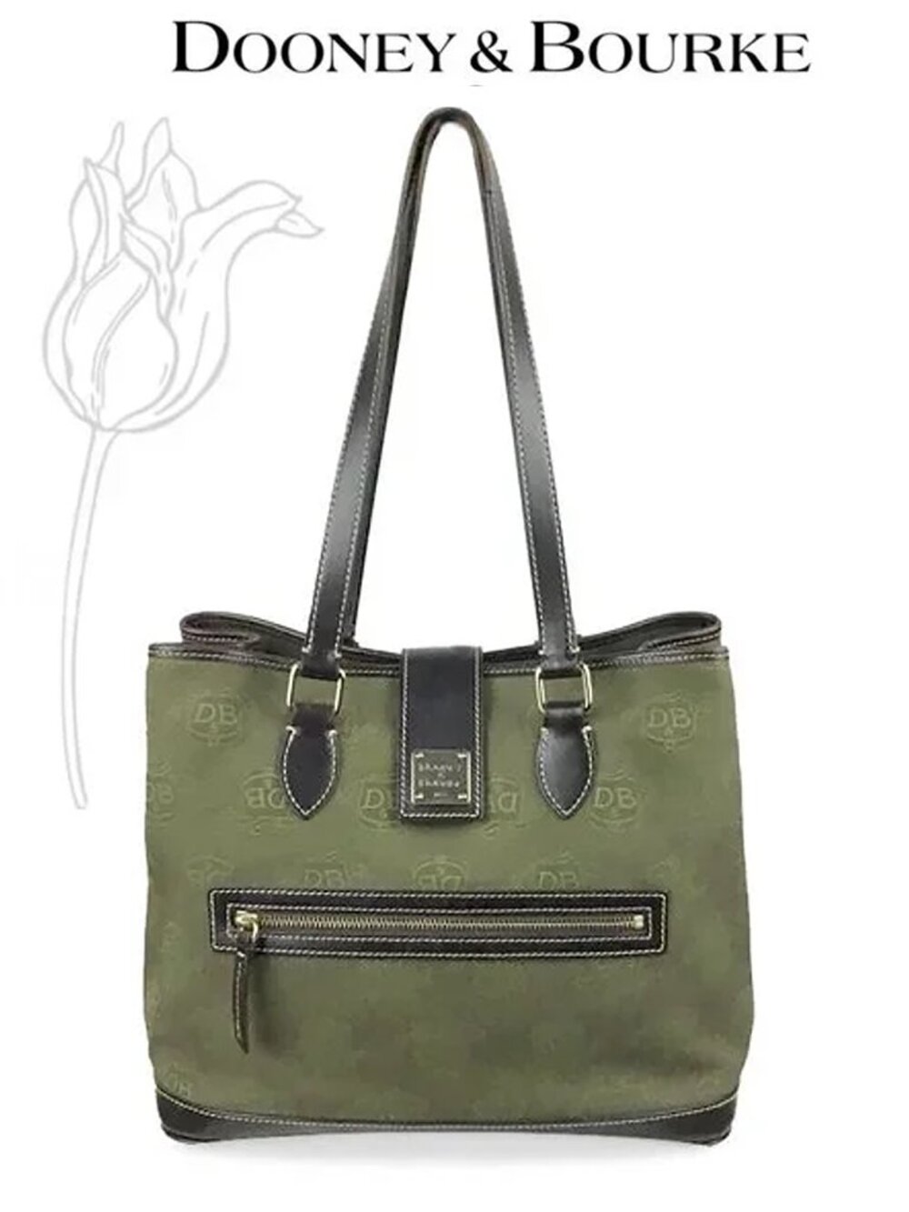 Dooney & Bourke Dark Green Canvas Shoulder Bag